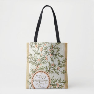 Tote Bag Christmas Holly Jolie Antique Salutation