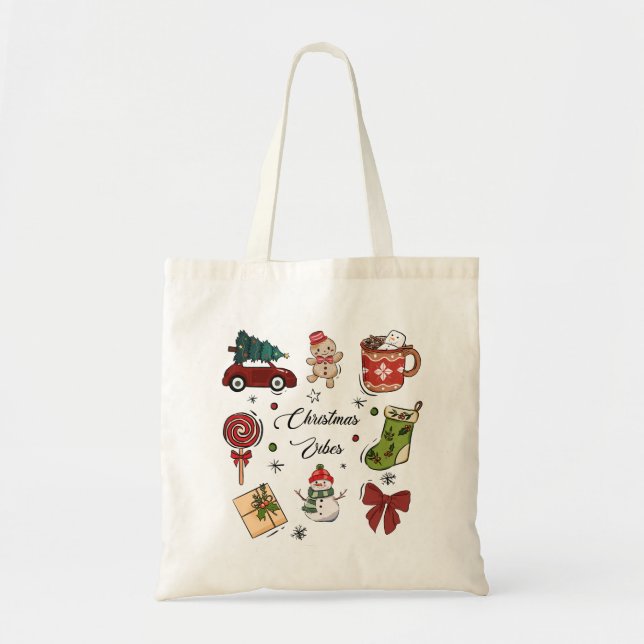 Tote Bag Christmas Vibes Holiday Sticker Pack (Devant)