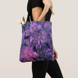Tote Bag Chrysanthème Fleurs Abstraites Floral Art Violet