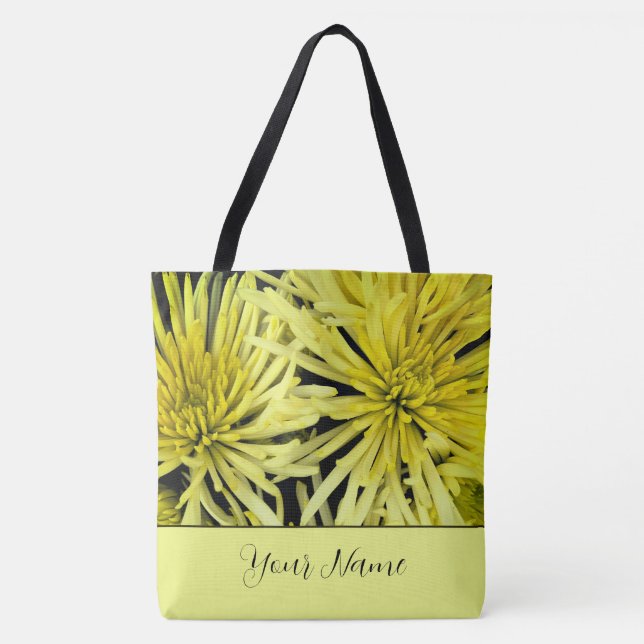 Tote Bag Chrysanthème jaune personnalisable Floral (Devant)