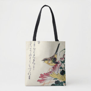 Tote Bag Chrysanthèmes et Troglodyte, Hiroshige, Ukiyo-e