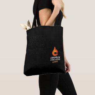 Tote Bag Church Challenge KINGDOM WISDOM FREEDOM Flame