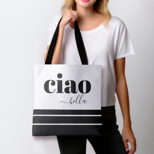 Tote Bag Ciao Bella Bonjour Belle Typographie Moderne