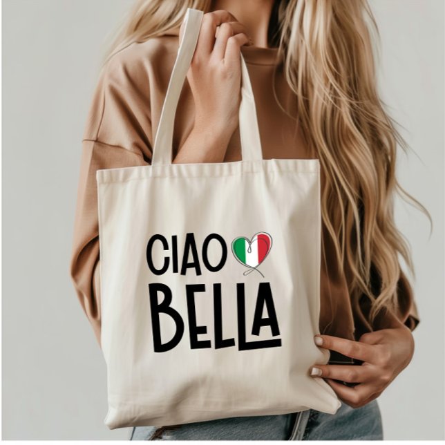Tote Bag Ciao Bella - Coeur Italie mignonne (Créateur téléchargé)