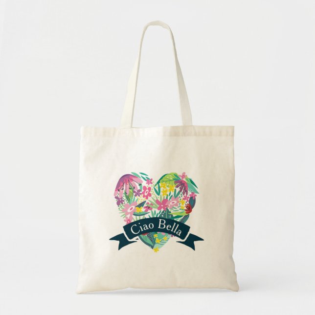 Tote Bag Ciao Bella Cute Coeur Floral (Devant)