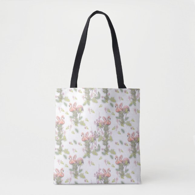 Tote Bag Ciel bleu nuageux et Flamant rose Répéter l'impres (Devant)