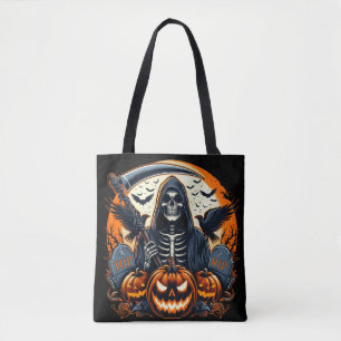 Tote Bag Cimetière de la Faucheuse Citrouilles Sombres Hall