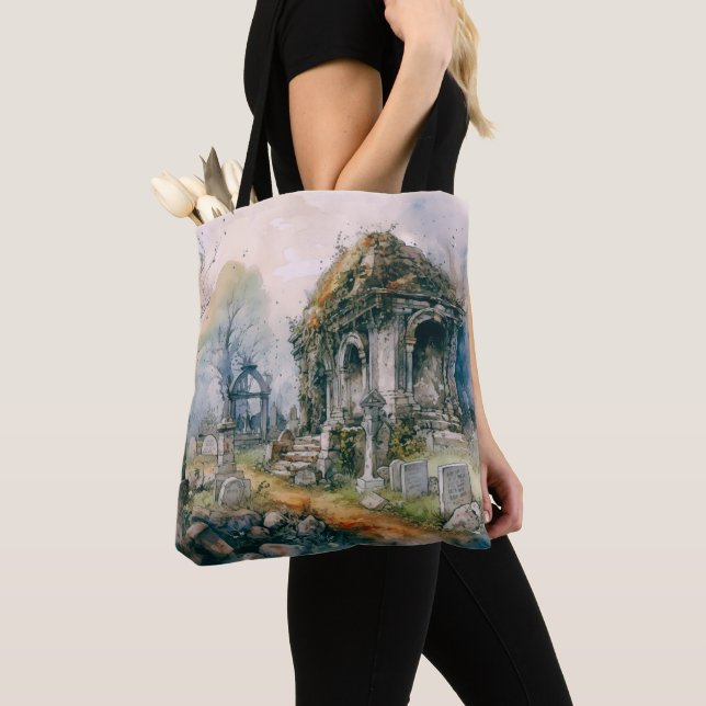 Tote Bag Cimetière déplaisant Graveyard Graves Croisés Hall (De près)