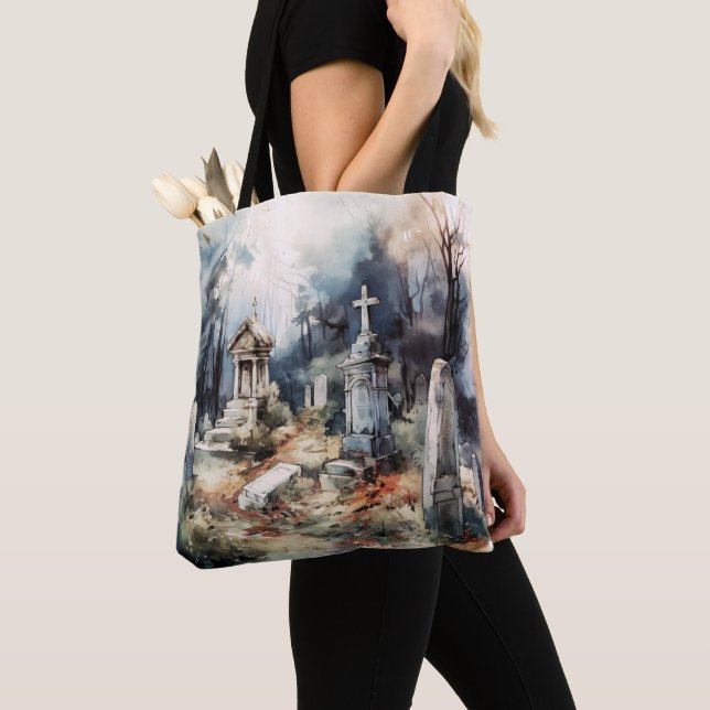 Tote Bag Cimetière déplaisant Graveyard Graves Croisés Hall (De près)
