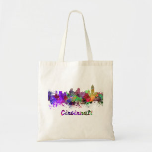 Tote Bag Cincinnati vu du ciel en aquarelle