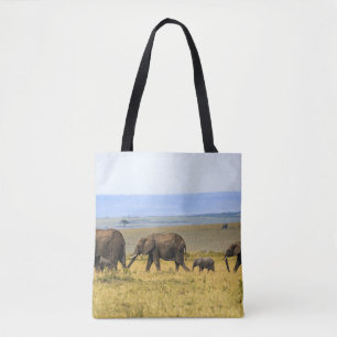 TOTE BAG CINQ ÉLÉPHANTS EN GRAS BROWN