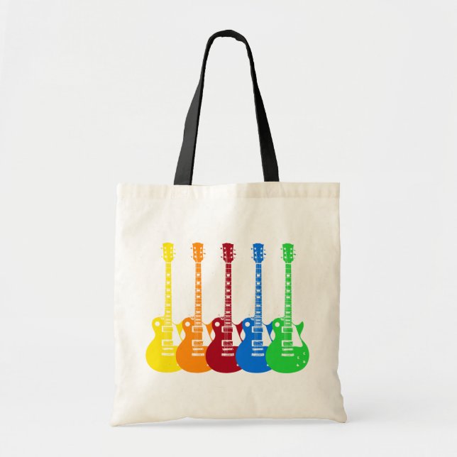 Tote Bag Cinq guitares électriques colorées (Devant)