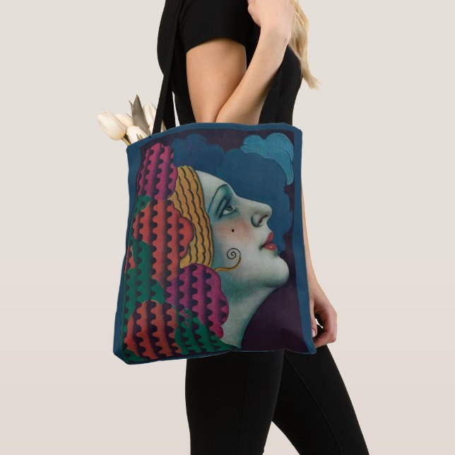 Tote Bag circa 1930 art deco woman print (De près)