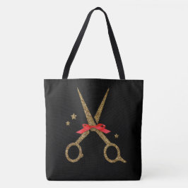 Tote Bag Ciseaux de parties scintillant d'or XL - Coiffeur