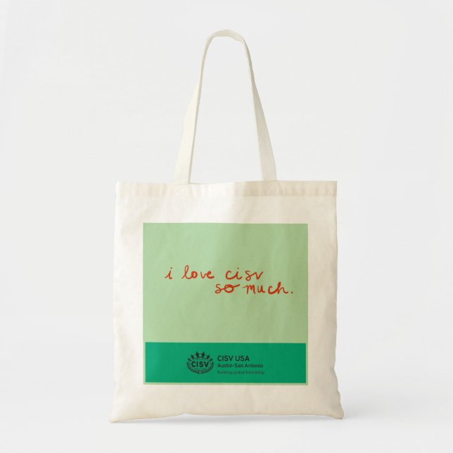 Tote Bag CISV Austin "J'aime tellement CISV" (Devant)
