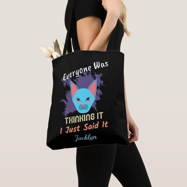Tote Bag Citation amusante d'Humour drôle Juste penser Pers (De près)