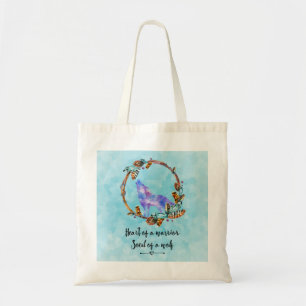 Tote Bag Citation avec le loup hurlant dans une couronne de