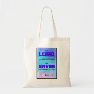 Tote Bag Citation Biblique Inspirationnelle Pslam 34:18