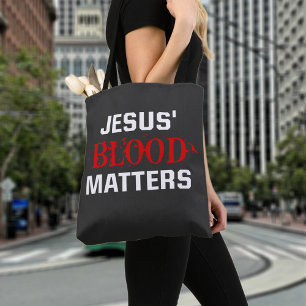 Tote Bag Citation chrétienne Jésus Le sang compte Bible Ver
