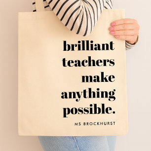 Tote Bag Citation d'appréciation de l'enseignant brillant A