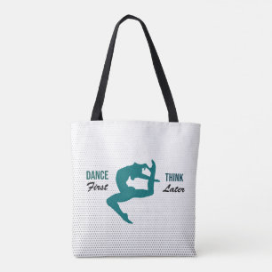Tote Bag Citation de danse moderne blanche, noire et Turquo