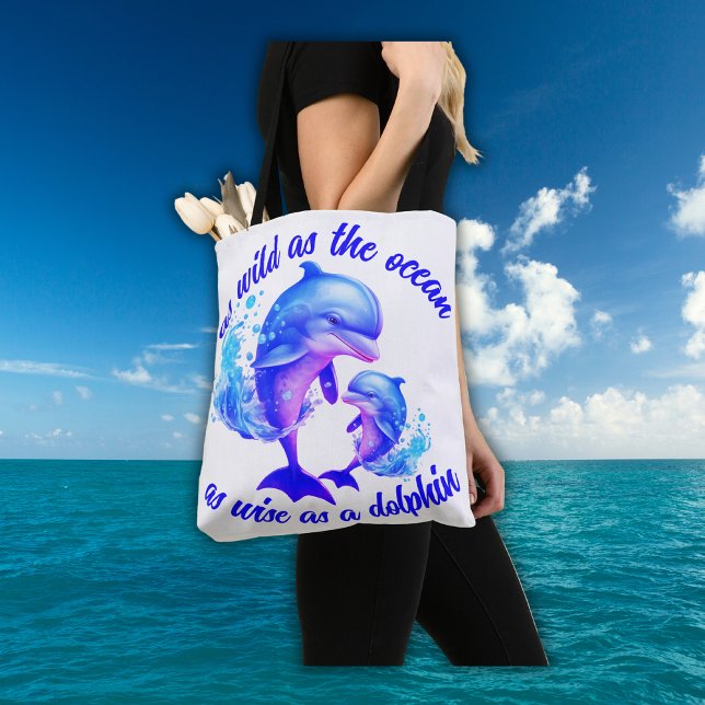 Tote Bag Citation de dauphins d'aquarelle | (Créateur téléchargé)