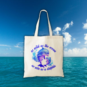 Tote Bag Citation de dauphins d'aquarelle  