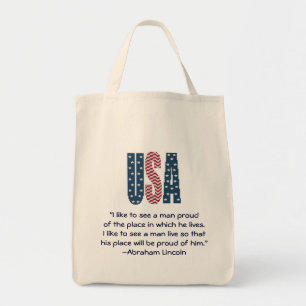 Tote Bag Citation de fierté nationale d'Abraham Lincoln