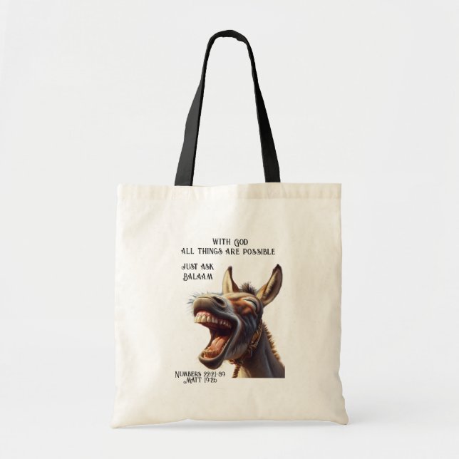 Tote Bag Citation de la Bible inspirante amusante L'âne de  (Devant)