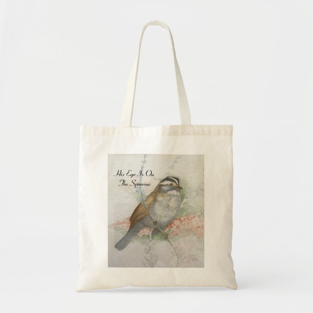 Tote Bag Citation de la Bible Sparrow à suivre Aquarelle (Devant)
