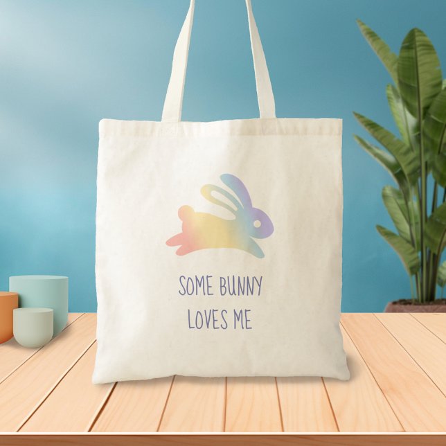 Tote Bag Citation de lapin de lapin arc-en-ciel mignon (Créateur téléchargé)