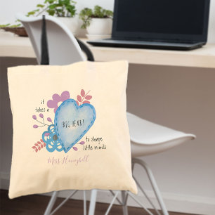 Tote Bag Citation de l'enseignant du grand coeur mignon Doo