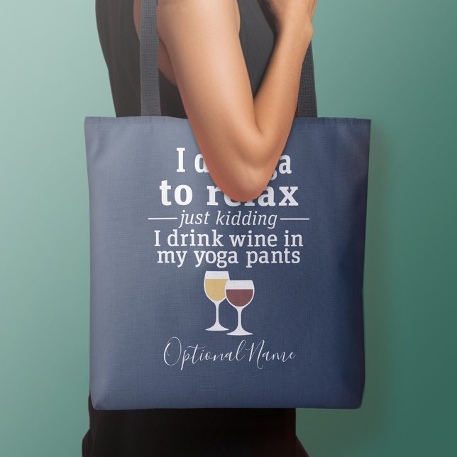 Tote Bag Citation de vin amusant - Je bois du vin dans un p (Personalized tote bag - add your name or other text)