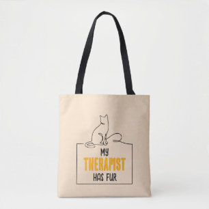 Tote Bag Citation drôle pour amateur de chats Mon Thérapeut