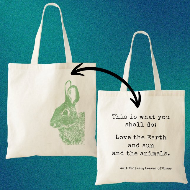 Tote Bag Citation éco simple et élégante de lapin vert (Créateur téléchargé)