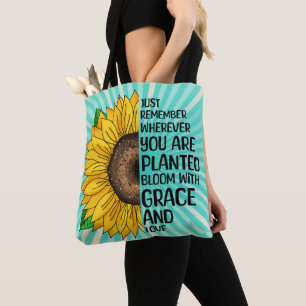 Tote Bag Citation et tournesol tiré à la main