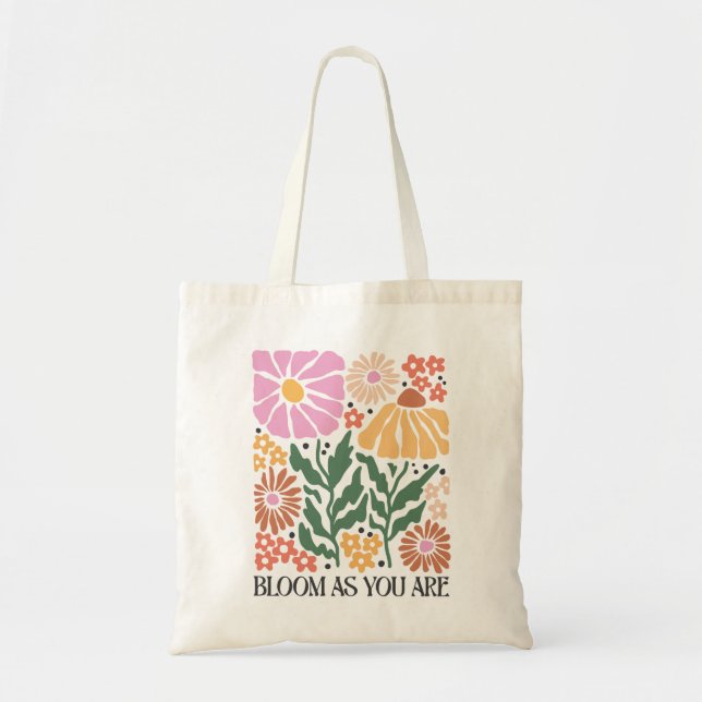 Tote Bag Citation Florale Boho Retro Bloom As You Are (Devant)