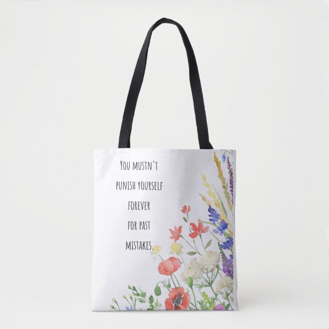 Tote Bag Citation florale de l'autocompassion (Devant)