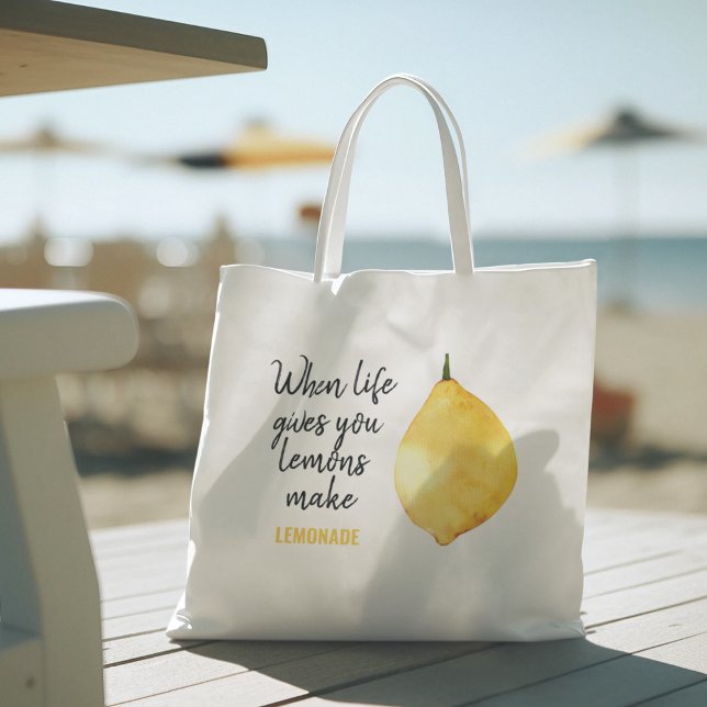 Tote Bag Citation jaune citron amusante moderne (Créateur téléchargé)