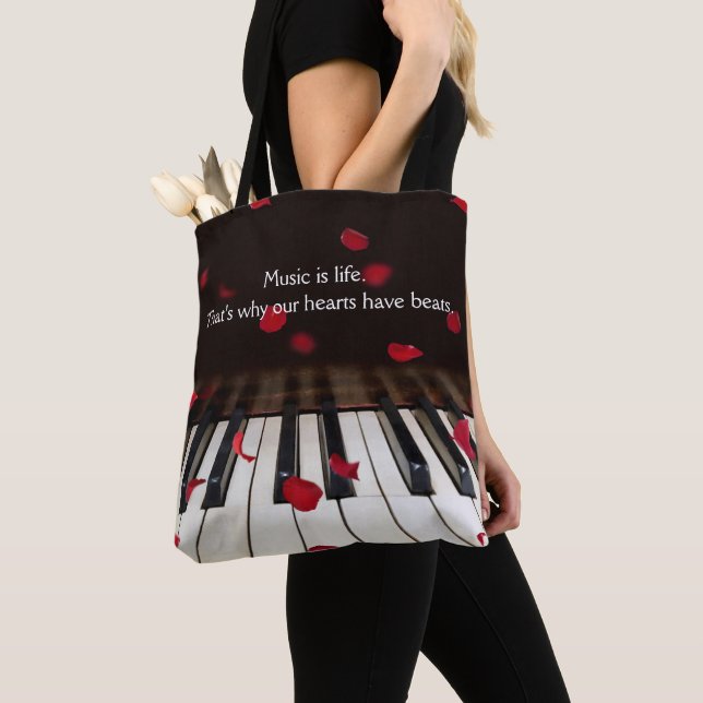 Tote Bag Citation musicale sur clavier de piano (De près)