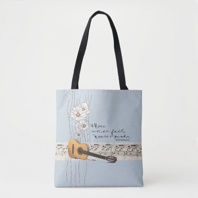 Tote Bag Citation où les mots ne parlent pas musique devrai (Devant)