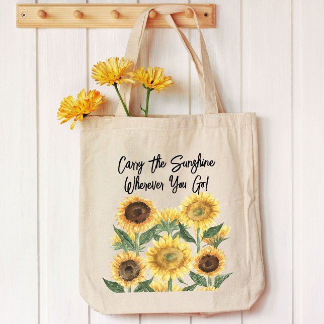 Tote Bag Citation personnalisée de fleurs de tournesol (In situ)