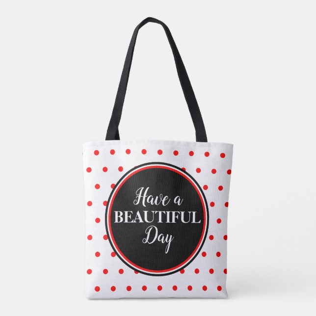 Tote Bag Citation Pois rouge Monogramme (Dos)