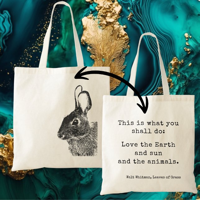 Tote Bag Citation simple de lapin noir écologique (Créateur téléchargé)