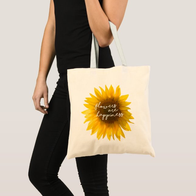 Tote Bag Citation tournesol "les fleurs sont le bonheur" (Devant (produit))