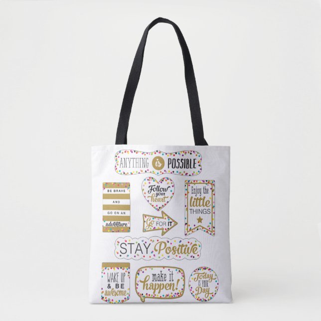 Tote Bag Citations Inspirationnelles colorées (Devant)