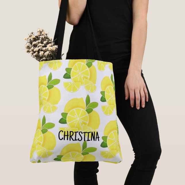 Tote Bag Citron citron tranches de citron fruits tropicaux  (De près)