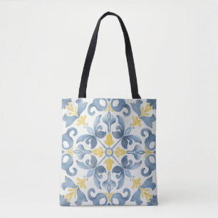 Tote Bag Citron en carrelage bleu italien