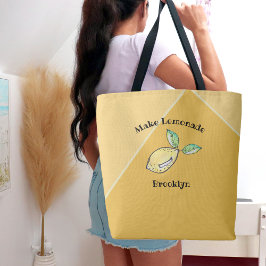 Tote Bag Citron Été Jaune Moderne Cute Kitschy Nom du jeu
