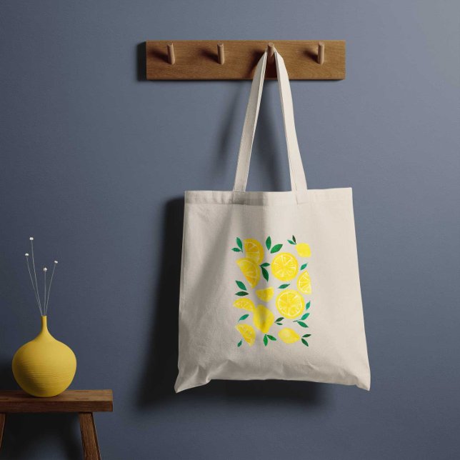 Tote Bag citrons d'aquarelle - jaune et vert (Créateur téléchargé)